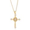Gold-plated Copper Zircon Love Geometric Cross Pendant Necklace Necklaces 11