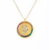 2023 New A-Z Letters Colorful Crystal Necklace Gold Round Stainless Steel Pendant Necklace Necklaces 18