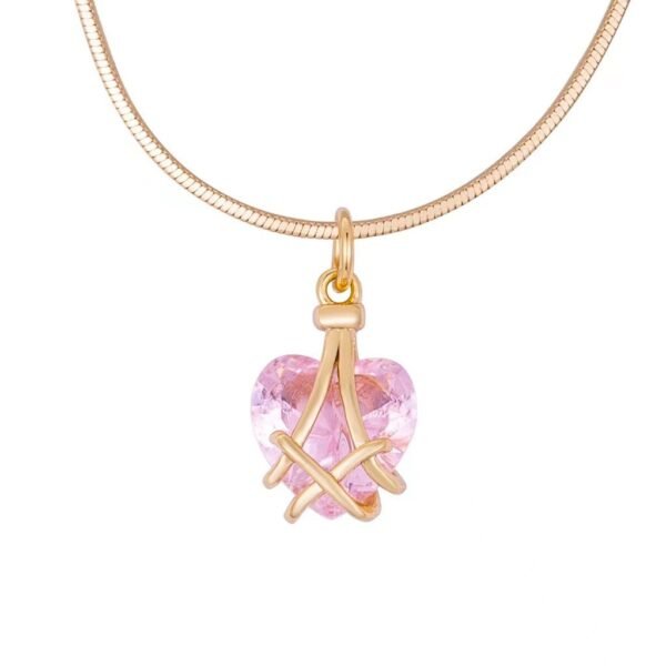 18k Gold Plated Titanium Heart Crystal Pendant Necklace Necklaces 7