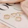 Love Heart-shaped Diamond Geometric Golden Ring Set Rings 8