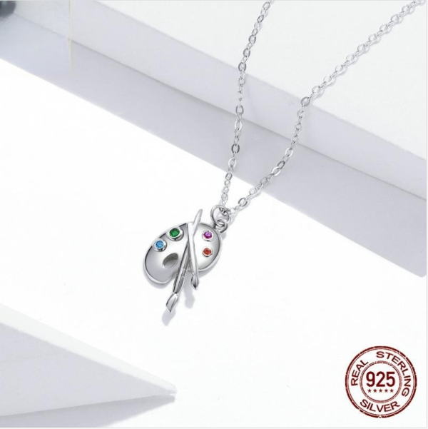 Fashion Art Life S925 Silver Female Popular White Gold Plated Simple Palette Necklace Necklaces 6
