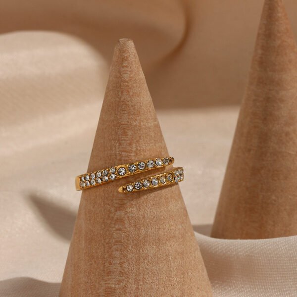 Gold-plated Diamond Personality Simple Open-end Zircon Ring Rings 4