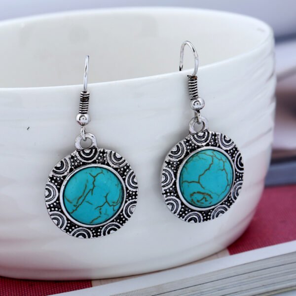 Fashion Retro European And American Round Turquoise Earrings Earrings 7