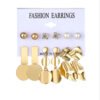 Fashion Punk C-shaped Circle Pearl Set Earrings Earrings 11