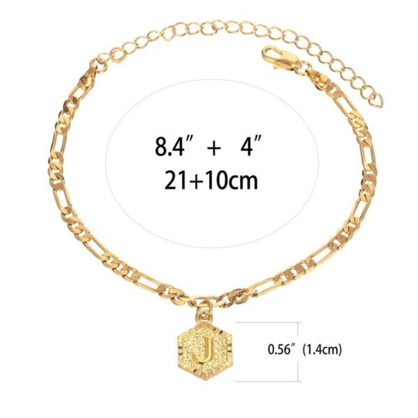 26  Alphabet Letter Anklet Gold Color Foot Chain Bracelet Bracelets 7