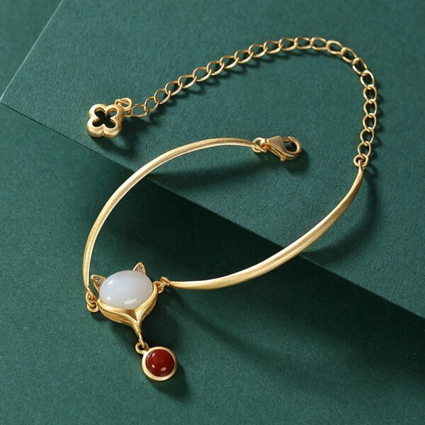 925 Silver Handmade Ancient Gold Original Bracelet Little Fox Bracelets 7