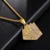 Explosive Hip-hop Full Zircon Gold Playing Card Pendant Necklaces 9