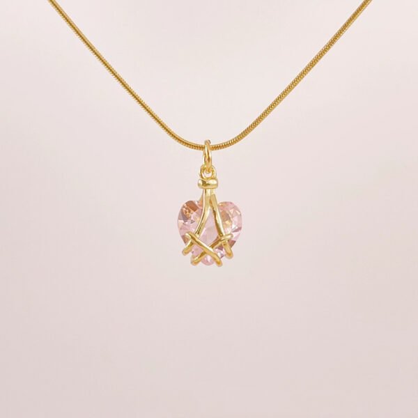 18k Gold Plated Titanium Heart Crystal Pendant Necklace Necklaces 6