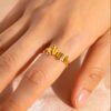 Gold Letter Angel Adjustable Rings For Women Rings 6