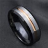 Silver Black Gold Stripe Ring Rings 9