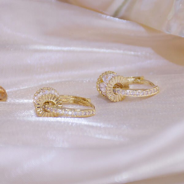 Real Gold Good Luck Implication Earring For Women Rotatable Zirconia Clip Earring Earrings 3