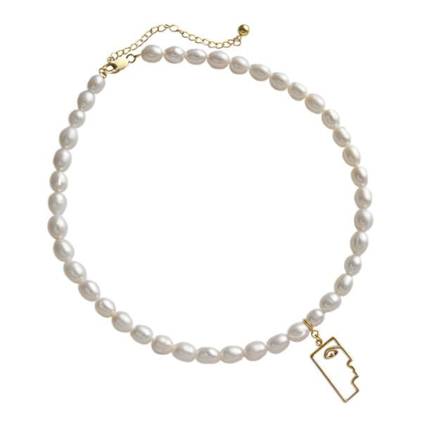 French Vintage Freshwater Pearl S925 Sterling Silver Plated K Gold Statue Necklace Necklaces 5