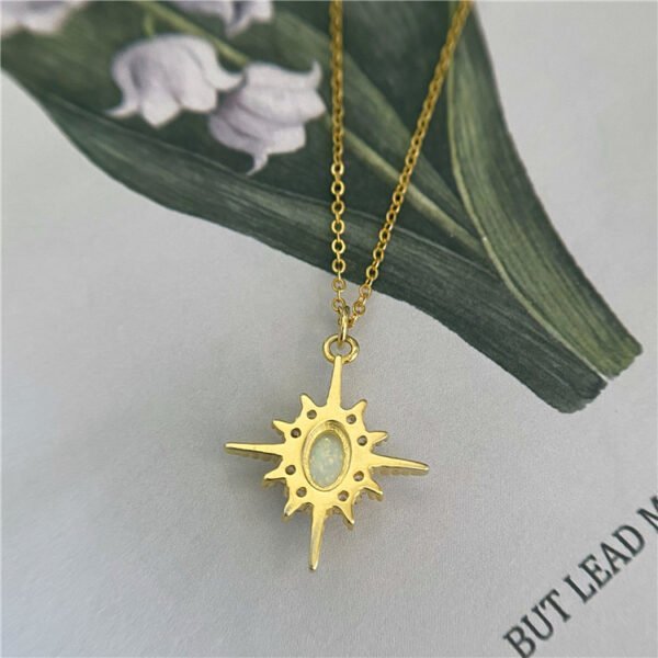 S925 Sterling Silver Plated 14k Gold Inlaid Opal Sun Necklace Women Necklaces 7
