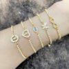 18K Real Gold Simple Zircon Bracelet Women Bracelets 9