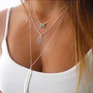 Gold Silver Chain Long Feather Necklace Necklaces