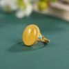 Silver-plated Ancient Gold Natural Beeswax Amber Ring Rings 10