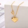Peach Heart Titanium Steel Necklace Double Chain 18K Gold Cold Wind Jewelry Necklaces 10 Peach Heart Titanium Steel Necklace Double Chain 18K Gold Cold Wind Jewelry Necklaces 10