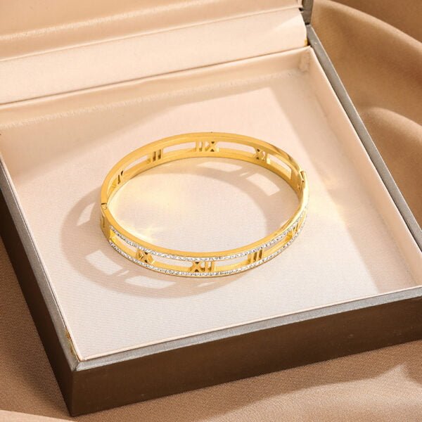 Titanium Steel Electroplated 18K Real Gold Roman Numerals Bracelet Bracelets 6