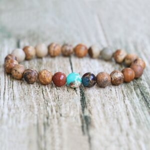 Picture Stone Gold Sand Stone Natural Beaded Bracelet Bracelets