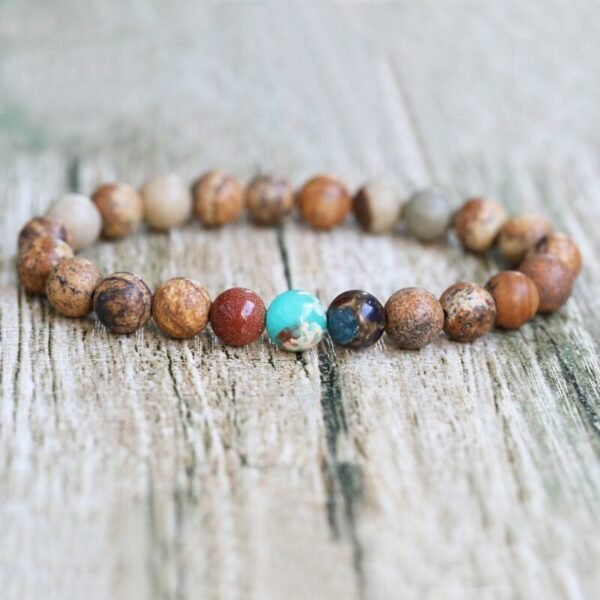 Picture Stone Gold Sand Stone Natural Beaded Bracelet Bracelets 3