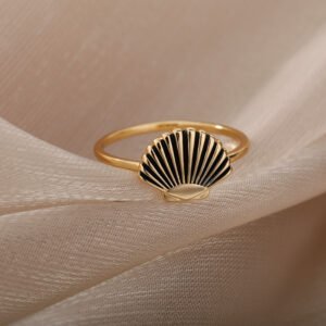 Retro New Shell Shape Ring Trend 18K Gold Plated Rings