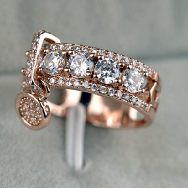 Fashion Creative Zircon Electroplating Disc Ring Rings 3