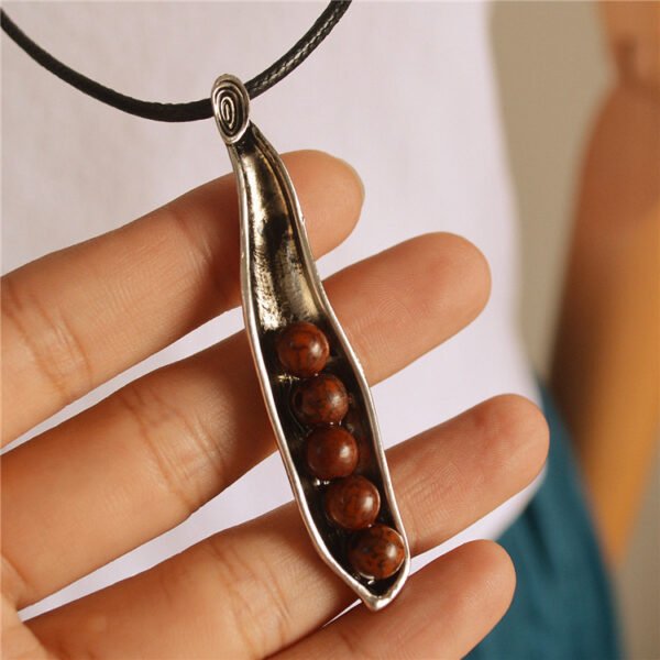 Women’s Vintage Ethnic Antique Silver Distressed Pod Long Necklace Necklaces 4