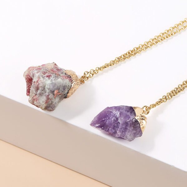 Ladies Gold Plated Necklace Simple Amethyst Pendant Necklaces 5