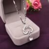 Korean Style White Gold Heart Necklace Double Heart Necklaces 9 Korean Style White Gold Heart Necklace Double Heart Necklaces 9