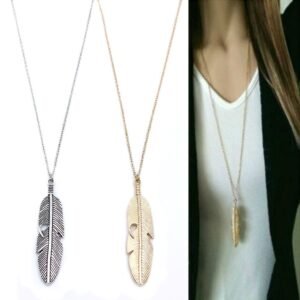 Simple feather necklace leaves long sweater chain clothing Necklaces