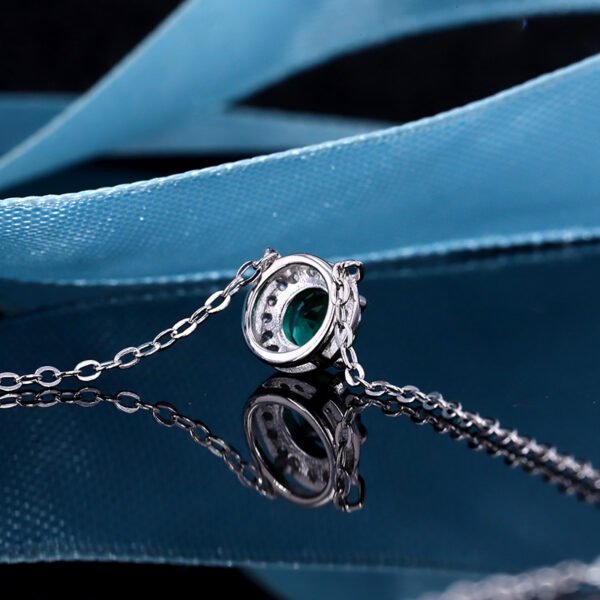 925 Silver Plated 18k White Gold Cultivated Emerald Pendant Necklaces 8