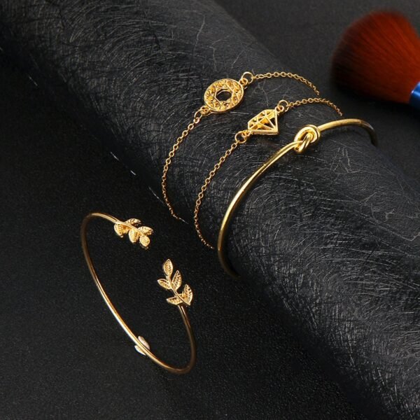 Tocona  T Fashion Bohemia Leaf Knot Hand Cuff Link Chain Charm Bracelet Bangle For Women Gold Bracelets Femme Jewelry 6115 Bracelets 5