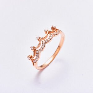 18K Gold Crown Ring Women’s Rose Gold Diamond Ring Rings