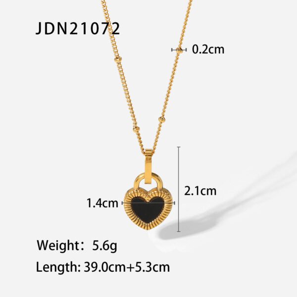 New Titanium Steel 18K Gold Double-sided Love Heart-shaped Small Lock Pendant Necklace Necklaces 9