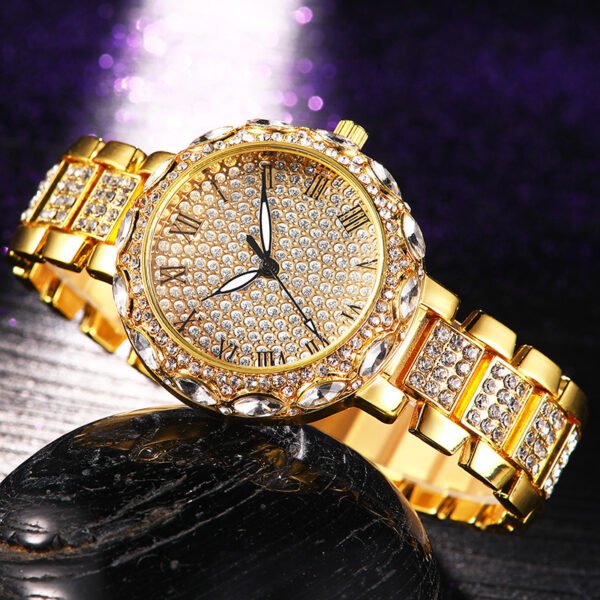 New Gold Sky Star With Diamond Steel Band Watch Girl watches 3