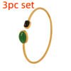 Simple Gold Alloy Inlaid Green Irregular Resin Open-end Bangle Bracelet Bracelets 11