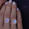 New Irregular Natural Moonstone Ring Plated 14k Rose Gold Micro-Inset Ring Rings 9 New Irregular Natural Moonstone Ring Plated 14k Rose Gold Micro-Inset Ring Rings 9