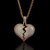 Hip Hop Copper Set Zircon Broken Heart Shape Pendant Real Gold Electroplated Couple Necklace Necklaces 13