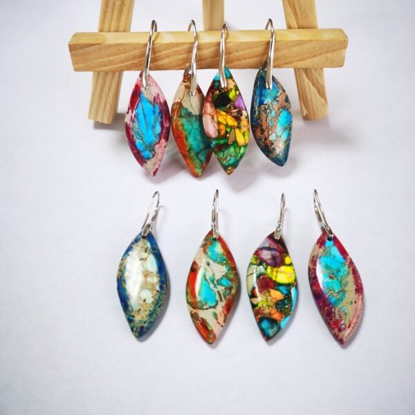 Colorful Emperor Stone Leaf Multicolor Irregular  Earrings Earrings 7