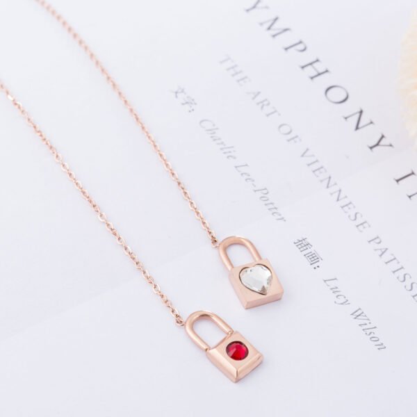 Titanium Steel Necklace Female Love Key Rose Gold Clavicle Chain One Multi-Band Jewelry Necklaces 5