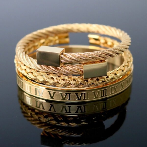 Bangle Braided Bracelet Men’s Gold Titanium Steel Bracelet Bracelet Bracelets 3