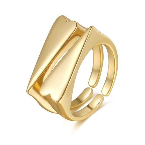 Paired Double Love Rings 18K Gold Color Preserving Jewelry Rings 3