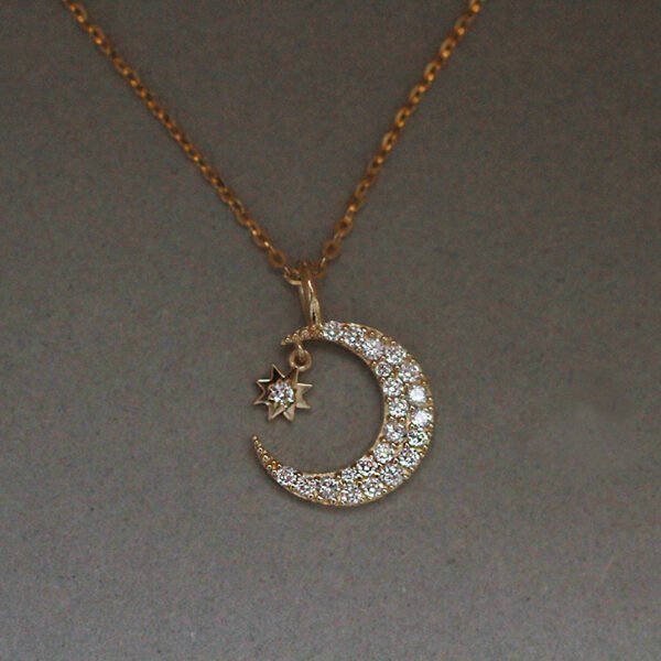 Sterling Silver Gold Plated Star Moon Necklace Women’s Delicate Necklaces 6