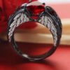 Creative Design For The Amazon. Europe And The United States Princess Diamond Ring Heart-shaped Ruby Engagement Lady Black Gold Ring Rings 9