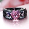 Creative Design For The Amazon. Europe And The United States Princess Diamond Ring Heart-shaped Ruby Engagement Lady Black Gold Ring Rings 11