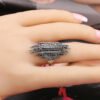 Full Diamond European And American Jewelry Three Row Diamond Ring Rings 8