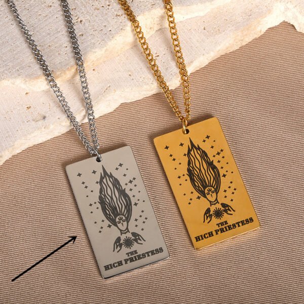 18k Yellow Gold Stainless Steel Tarot Pattern Necklace Necklaces 9