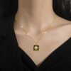 Square Shell Personality Minimalist Stove Real Gold Necklace Women Necklaces 13