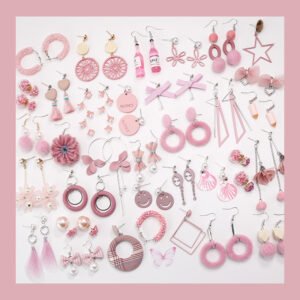 Cute girly heart geometric opal earrings Earrings