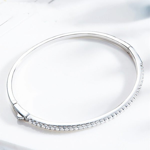 Simple Women’s 18K White Gold Moissanite Semi Bracelet Bracelets 4